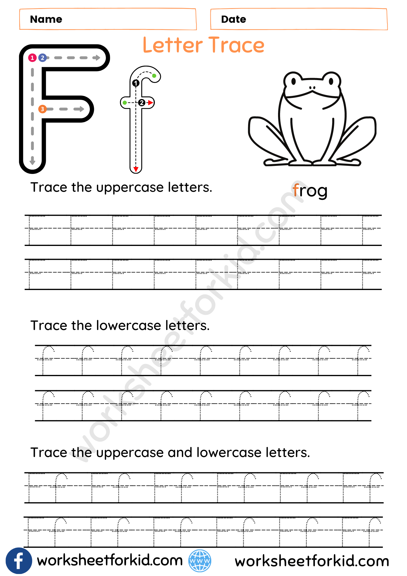 Letter Tracing Worksheets F