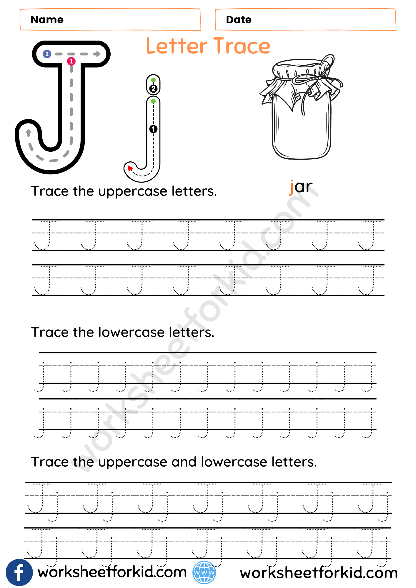 Letter Tracing Worksheets J