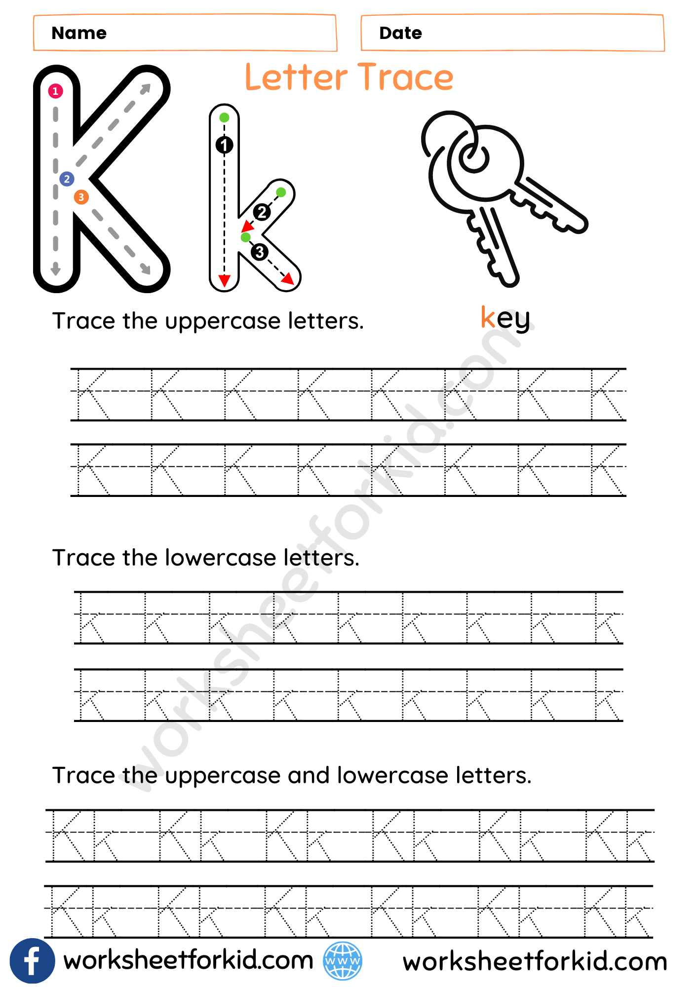 Letter Tracing Worksheets K