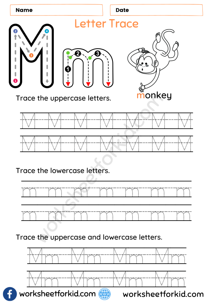 Letter Tracing Worksheets M - WorksheetForKid