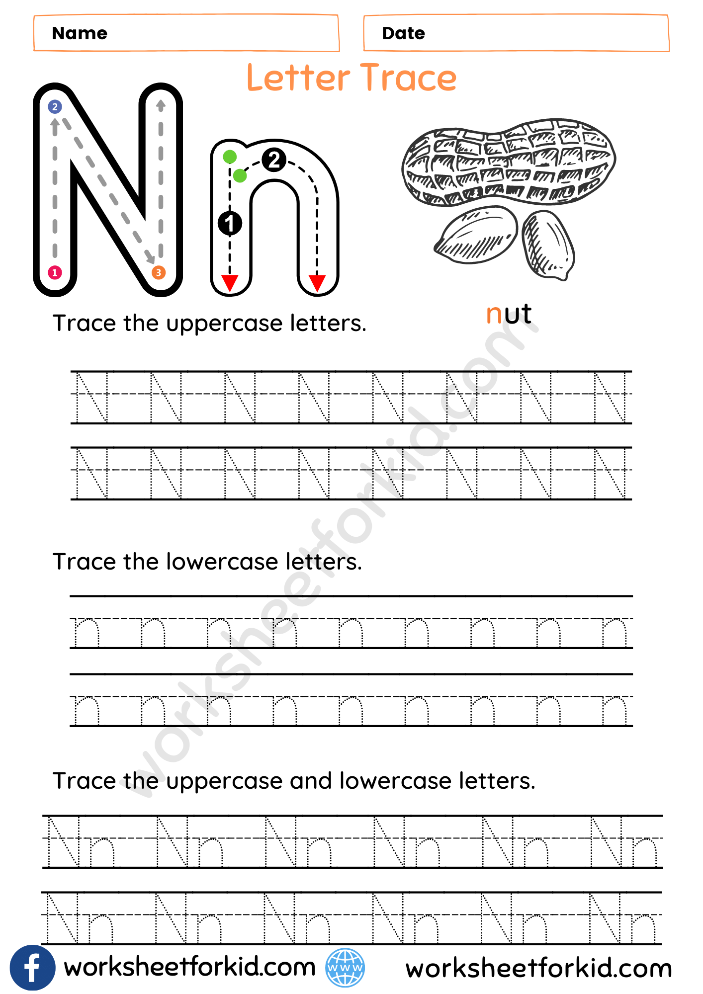 Letter Tracing Worksheets N