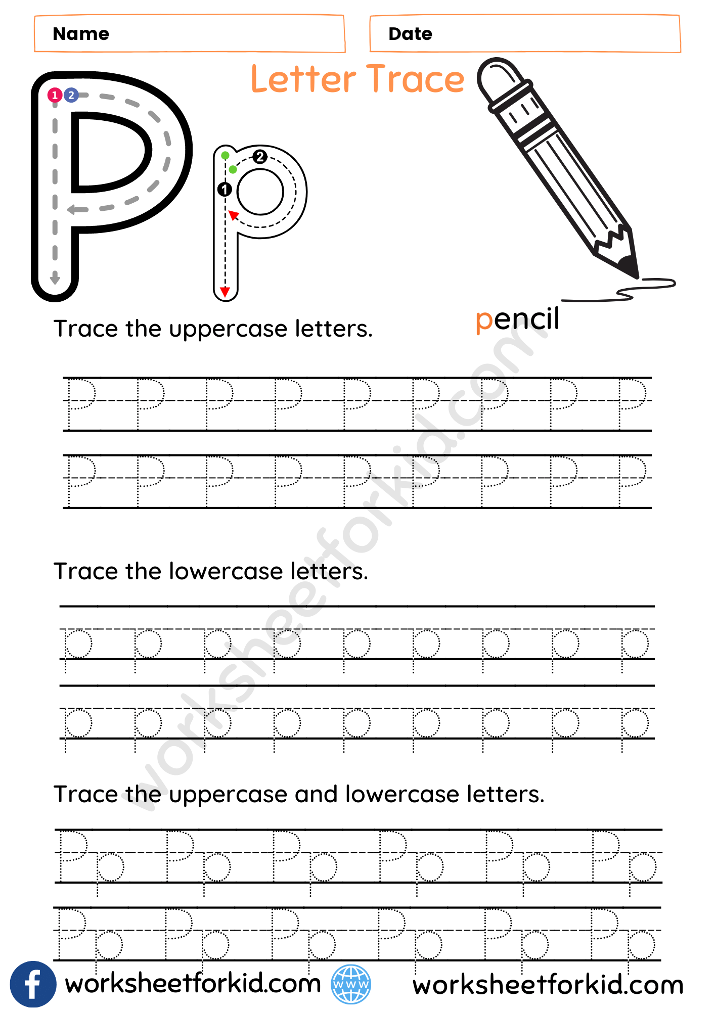 Letter Tracing Worksheets P
