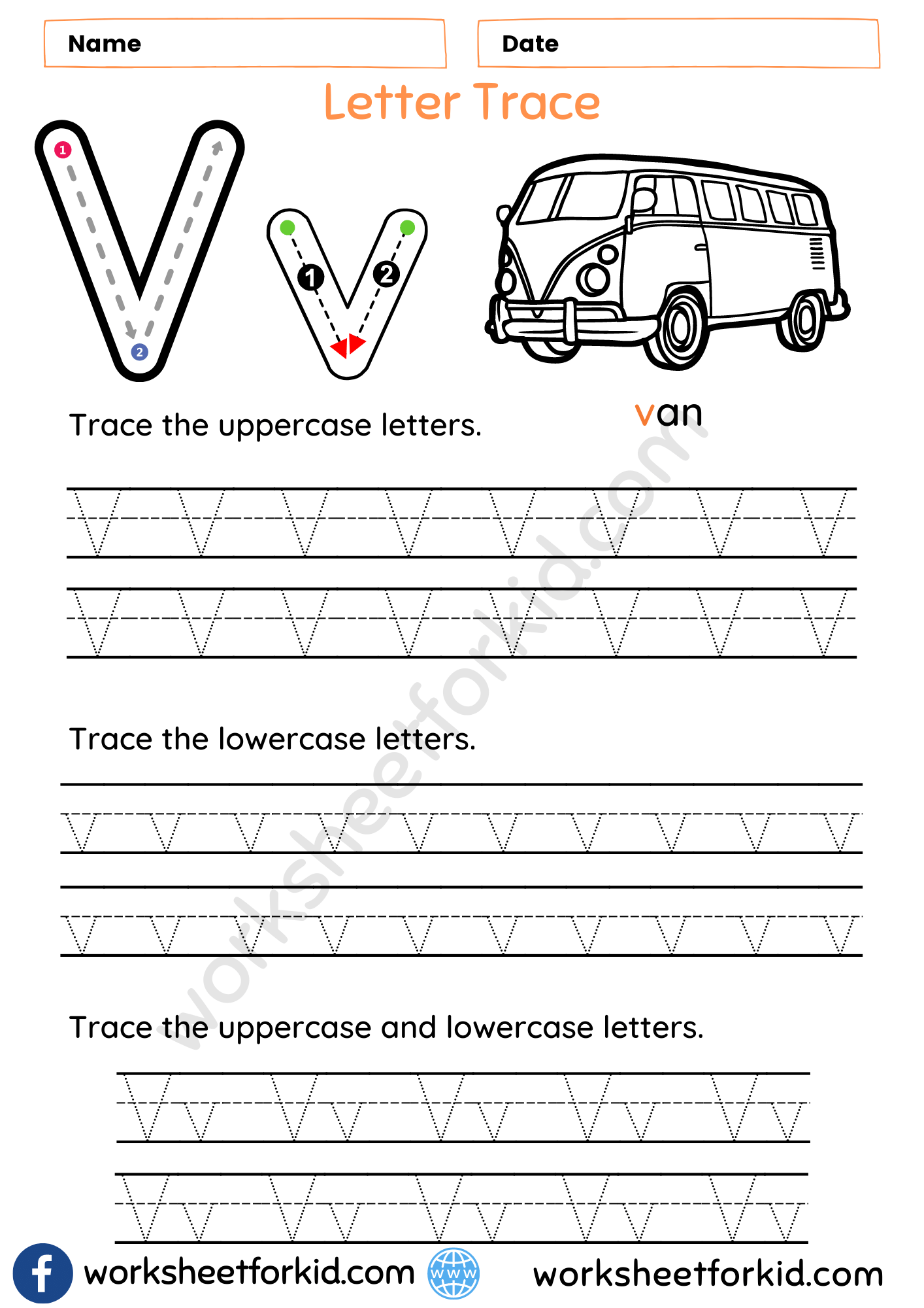 Letter Tracing Worksheets V