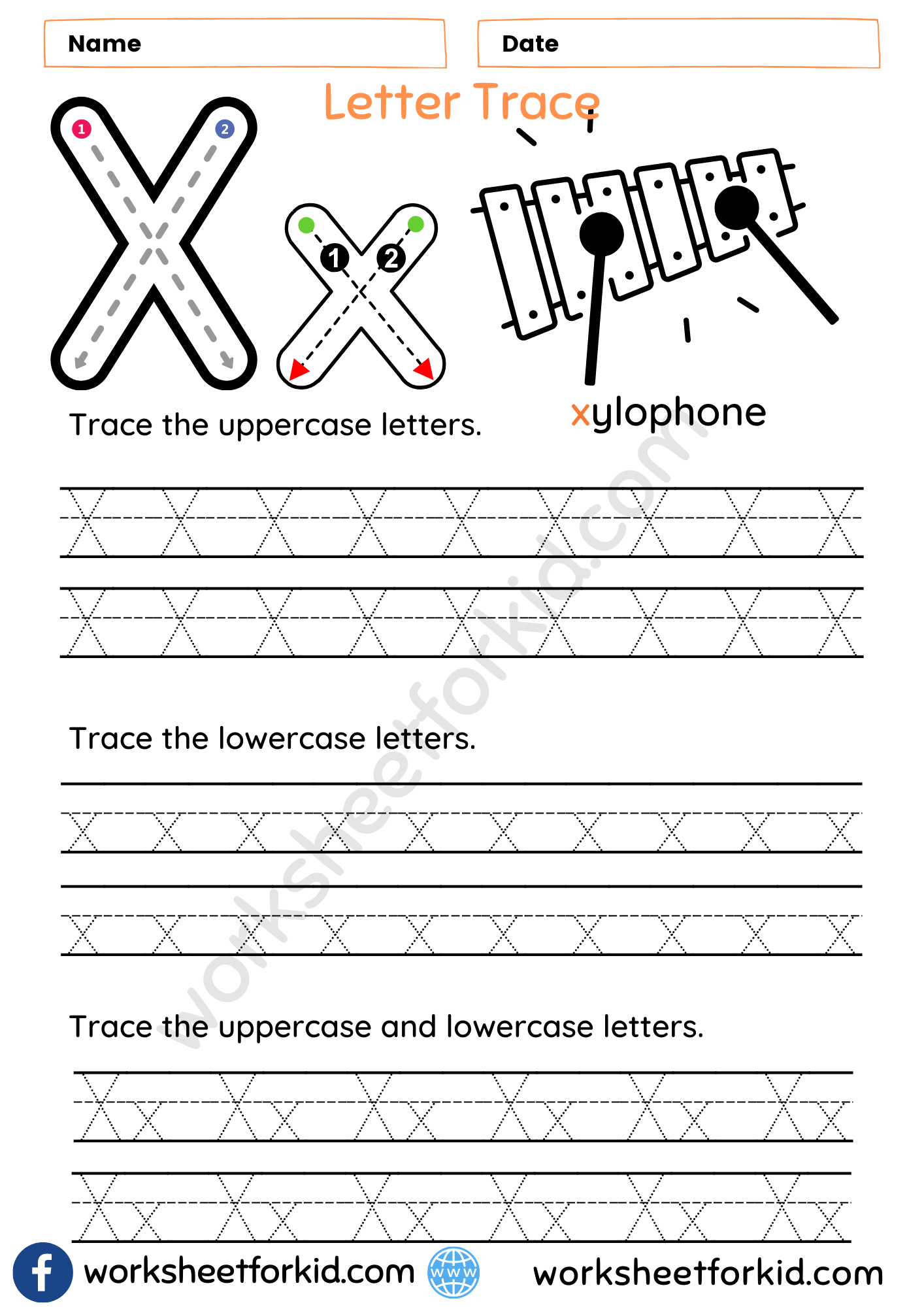 Letter Tracing Worksheets X