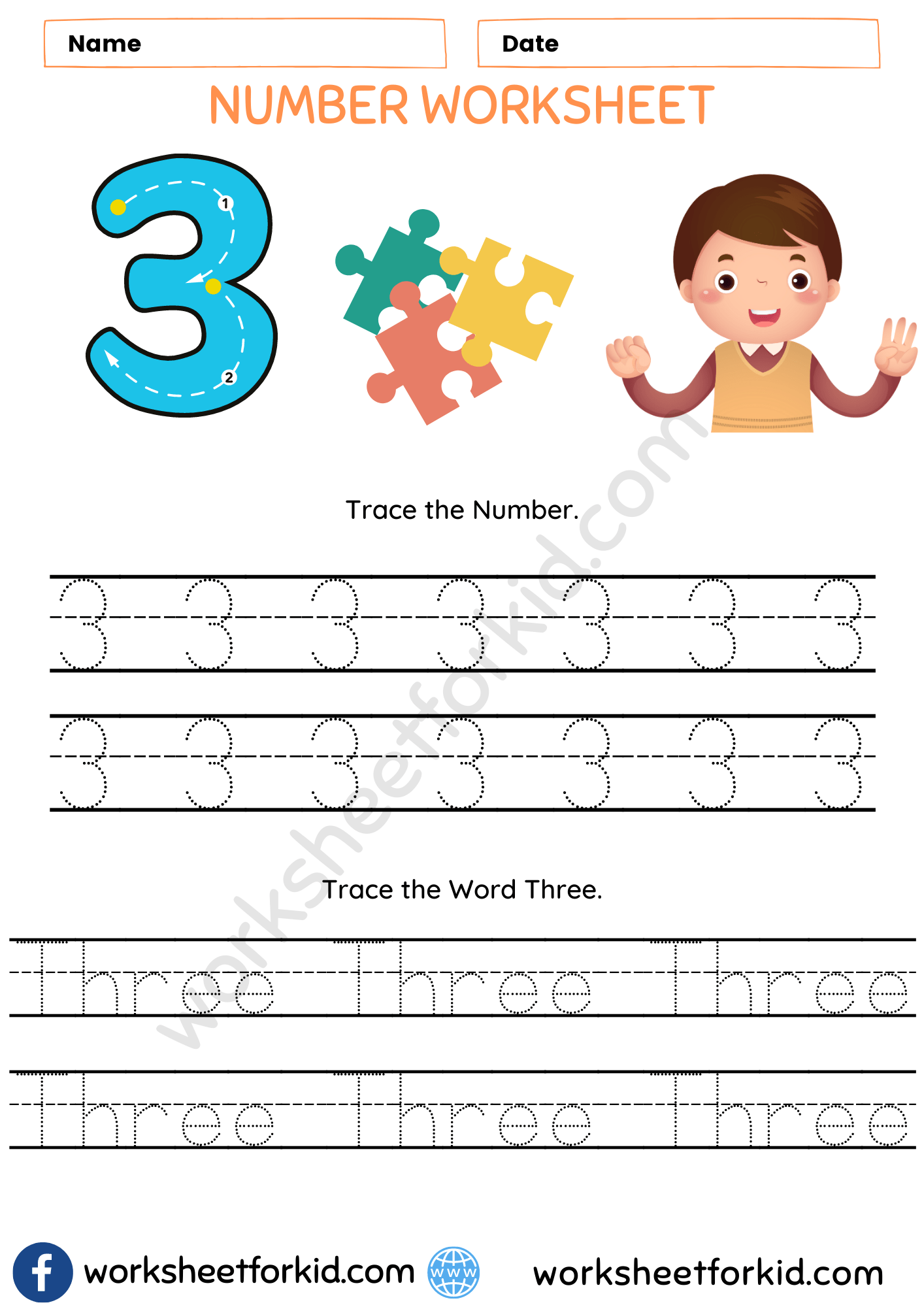 Number 3 Worksheet Worksheetforkid