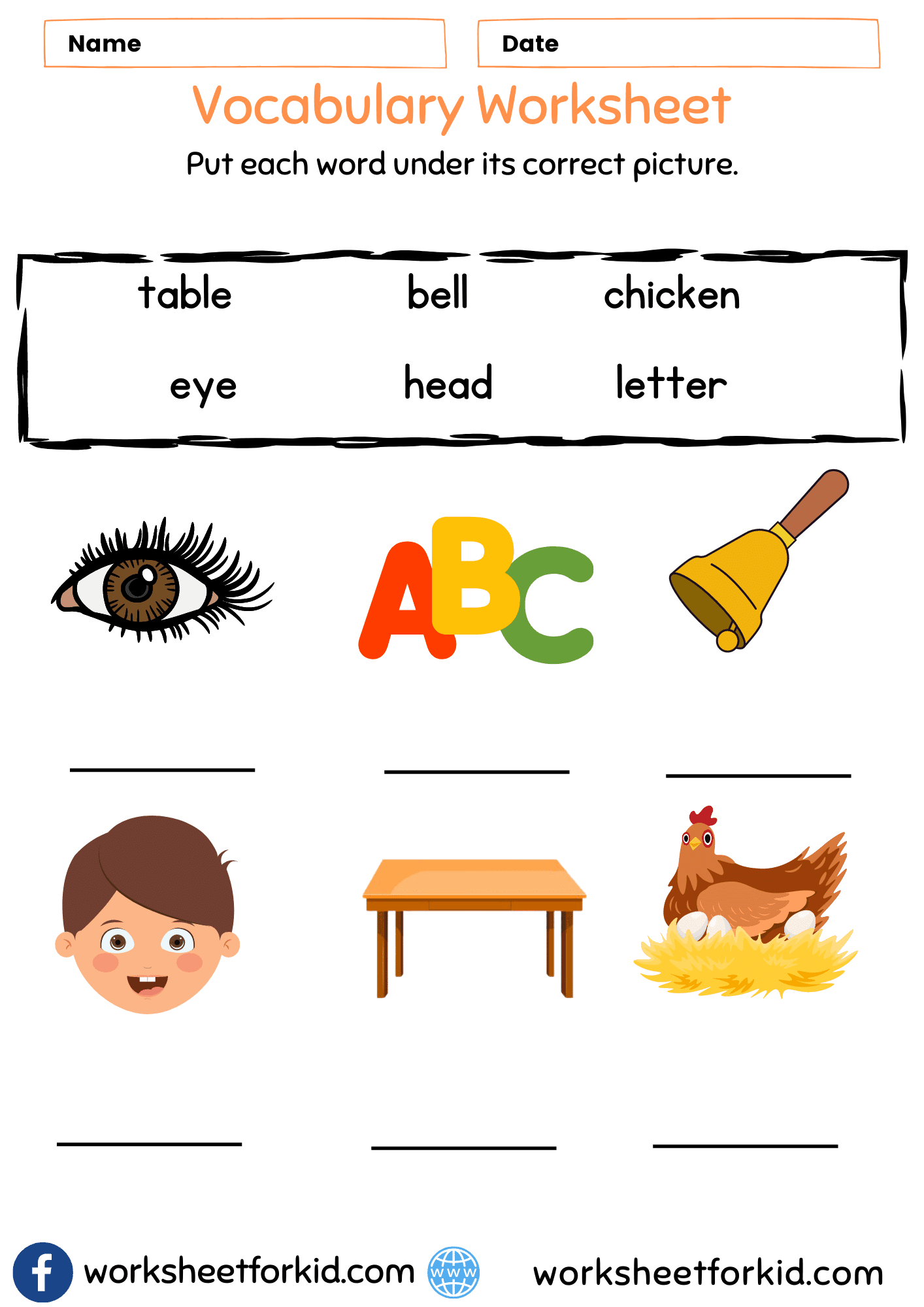 Vegatable Vocabulary Worksheet PDF 1 WorksheetForKid