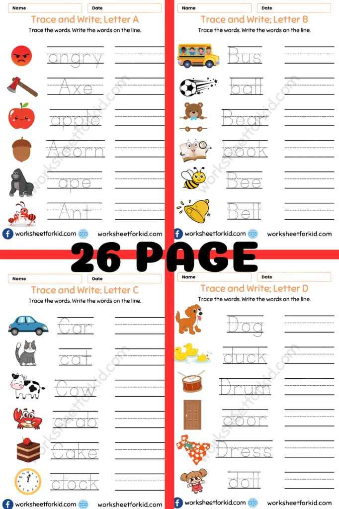 Trace and Write Words Worksheet
